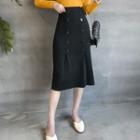 Double-breasted Knit Skirt