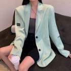 Cutout Single-breasted Blazer Green - One Size