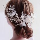Wedding Bridal Rhinestone Flower & Bead Hair Clips White - One Size