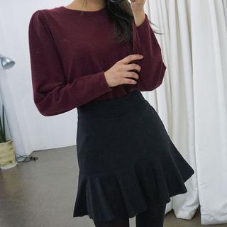 Inset Shorts Flounced A-line Miniskirt