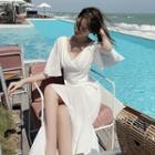 Bell-sleeve V-neck Maxi Sundress