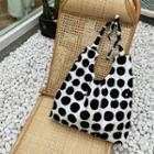 Dotted Canvas Shopping Bag Black & White - One Size