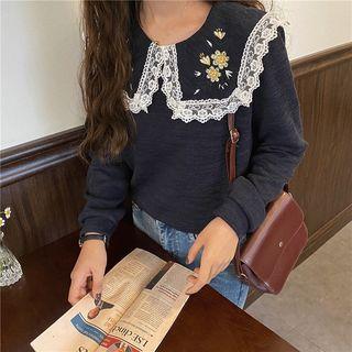 Lace Embroidered Long-sleeve Blouse