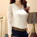 V-neck Lace Panel Top