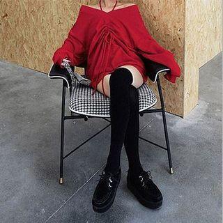 Drawstring V-neck Sweatshirt