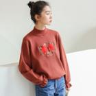 Mock Neck Embroidery Sweater