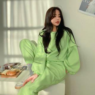 Drop-shoulder Sweatshirt & Jogger Sweatpants Set