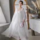 Set: Strappy Sleep Dress + Jacket White - One Size
