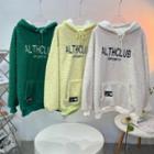 Lettering Faux Shearling Loose-fit Hoodie