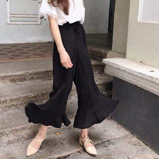 Frilled Chiffon Wide Leg Pants
