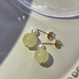 Faux Crystal Bead Faux Pearl Dangle Earring 1 Pair - Faux Crystal Bead Faux Pearl Dangle Earring - Gold - One Size