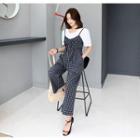 Spaghetti-strap Bow-front Checked Jumpsuit