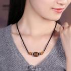 Wooden Pendant Cord Necklace Coffee & Brown - 65cm