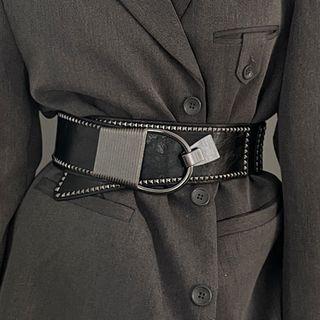 Studded Elastic Waist Belt Black - One Size