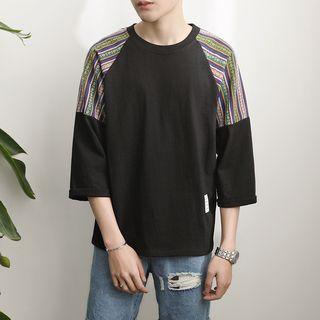 Pattern Panel 3/4-sleeve T-shirt