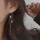 Rhinestone Asymmetrical Sterling Silver Fringed Earring