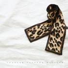 Leopard Long Silk Scarf Brown - One Size