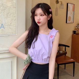 Cropped Frill Trim Sleeveless Top