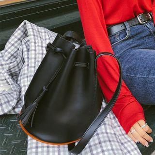 Tasseled Contrast-panel Bucket Bag