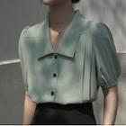 Puff-sleeve Collar Button-up Blouse