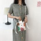 Flower Print Canvas Bucket Bag As Shown In Figure - One Size
