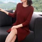 Reversible Rib-knit Long-sleeve Sweater Dress