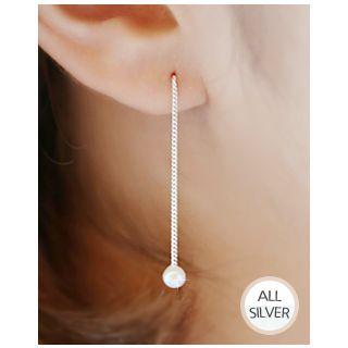 Faux-pearl Silver Threader Earrings