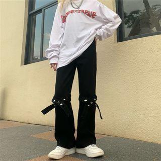 Strap Accent Boot-cut Jeans