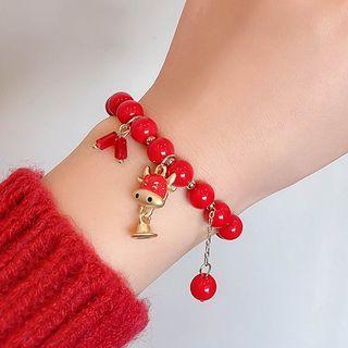 Red Bead Bracelet 01# - Red - One Size