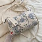 Floral Embroidered Crossbody Bag Blue - One Size