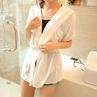 Short-sleeve Tie Waist Jacket