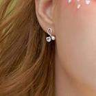 925 Sterling Silver Caged Rhinestone Faux Pearl Dangle Earring 1 Pair - One Size
