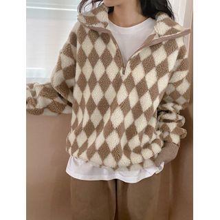 Plus Size Argyle Anorak & Jogger Pants Dumble Set