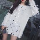 Sequined Fringed Long Sweater