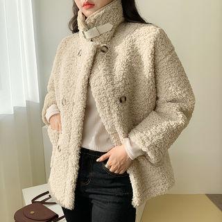 Buckled-neck Faux-shearing Jacket