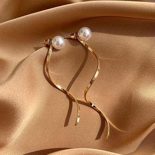 Faux Pearl Alloy Swirl Dangle Earring