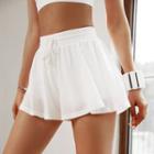 High Waist Plain Wide Leg Sports Shorts
