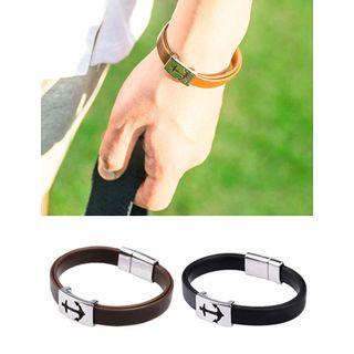 Anchor-detail Faux-leather Bangle