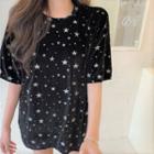 Star Print Short-sleeve T-shirt Black - One Size