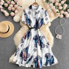 Shirt Collar Print Short-sleeve Dress