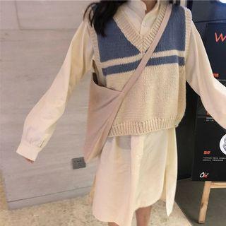 Knit Vest / Long-sleeve Dip Back Dress