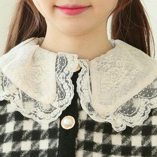 Bead-button Sheer Lace Blouse