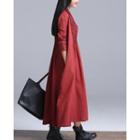 Pleated Open Front Long Jacket