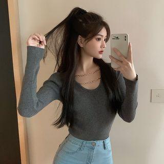 Ribbed Chained Knit Top