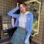 Band-hem Crop Plain Shirt Ivory - One Size
