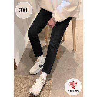 Drawstring Fleece-lined Tapered Jeans