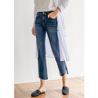 Plus Size Cutout-hem Boot-cut Jeans
