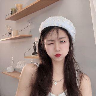 Embroidered Mesh Beret