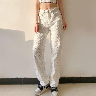 Pointelle Wide Leg Pants