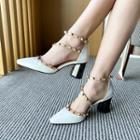 Studded Pointed Block-heel Sandals